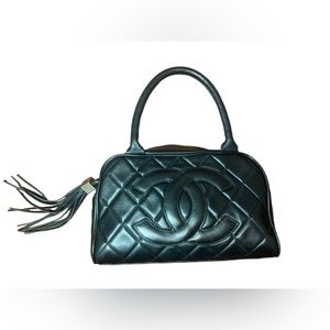 Vintage Bowling Bag Tote with Tassle